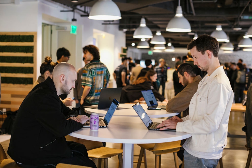 Founders building and networking at Vercel headquarters in San Francisco.