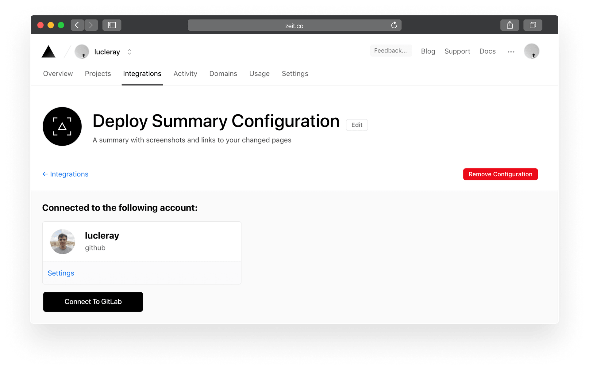 If you haven't yet connected your GitHub/GitLab account, you will be asked to do so.