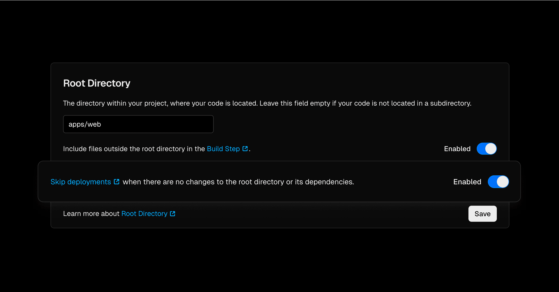 Skip deployments when there are no changes to the root directory and its dependencies