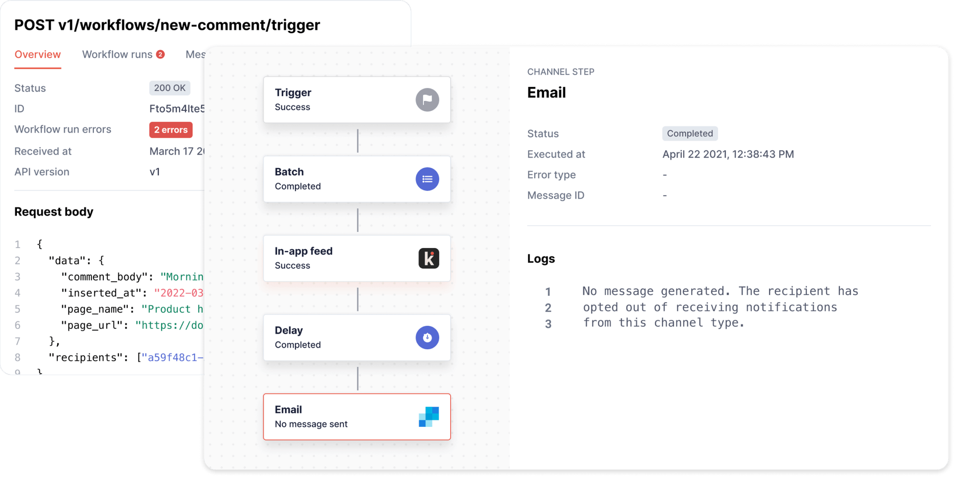 Knock provides a single API for all of your notifications code and observability tools so you can understand how your notifications are sent.