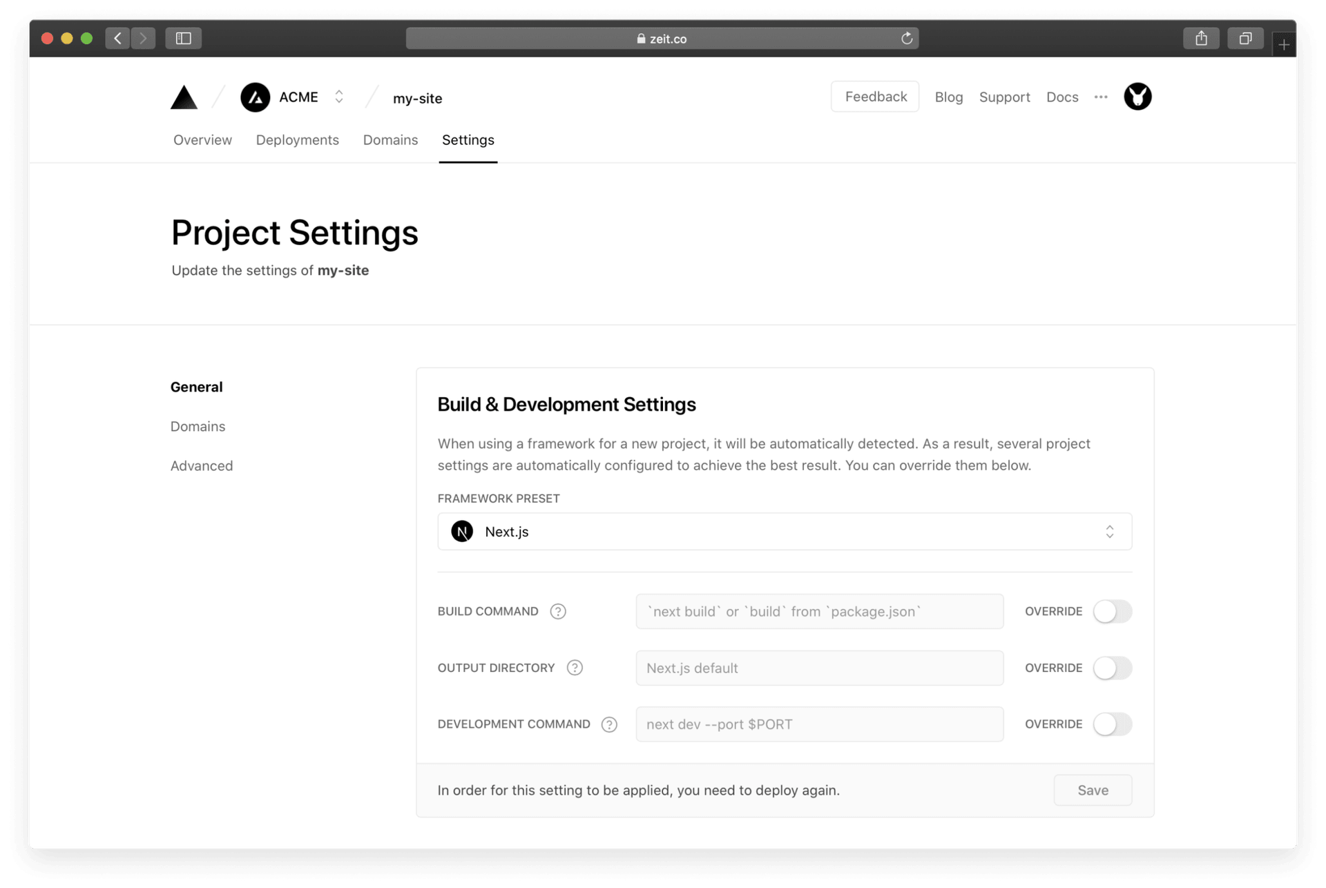 Adjust your project's configuration at any time.
