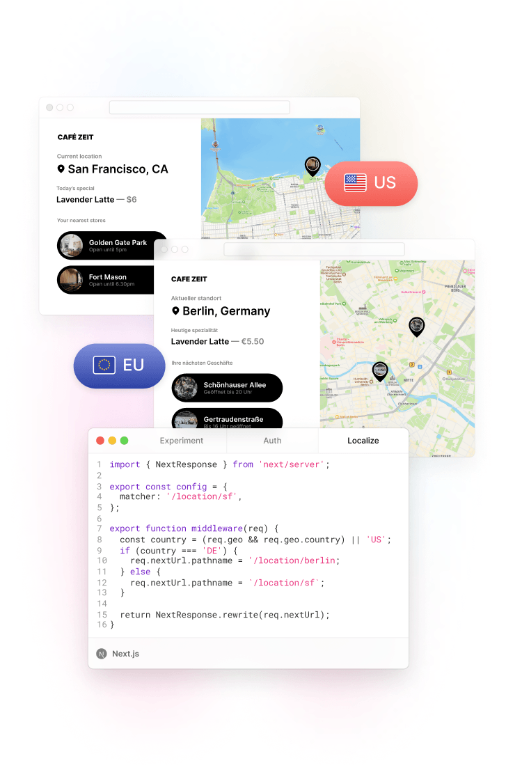 Personalize content based on geolocation headers with Edge Middleware