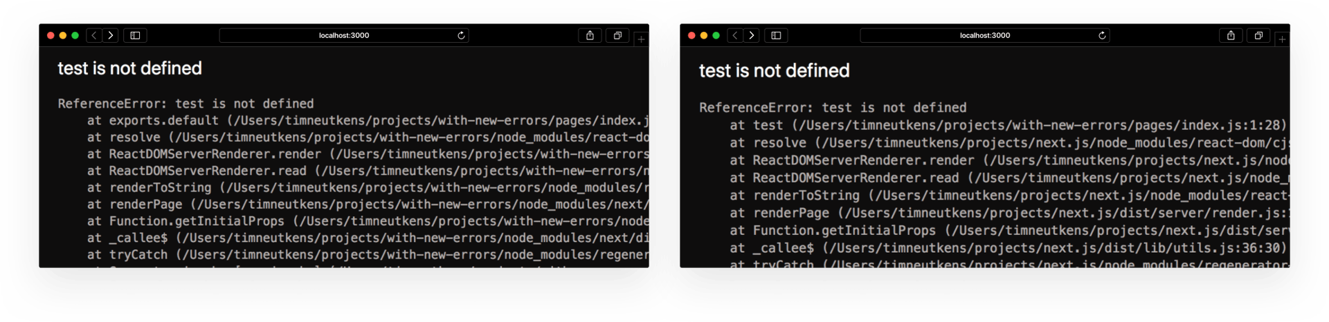Errors now show the correct line, file and function name