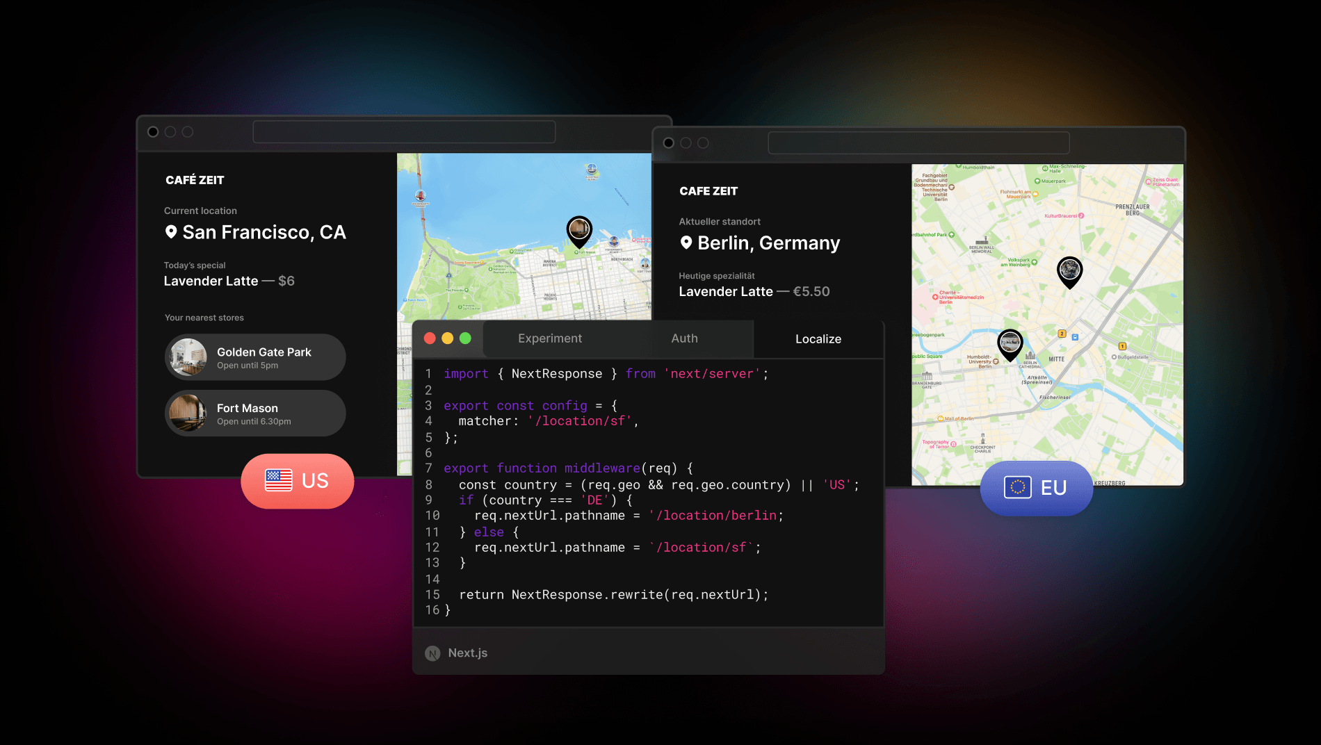 Personalize content based on geolocation headers with Edge Middleware